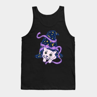 Cute Magic Cat in Sorcerer Hat Magical Witch Hat Tank Top